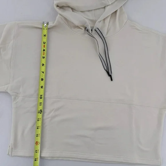 Champion Hoodie Sweatshirt Cropped Sz S Soft Touch Gym Minimalist White Casual‌ - Picture 8 of 11